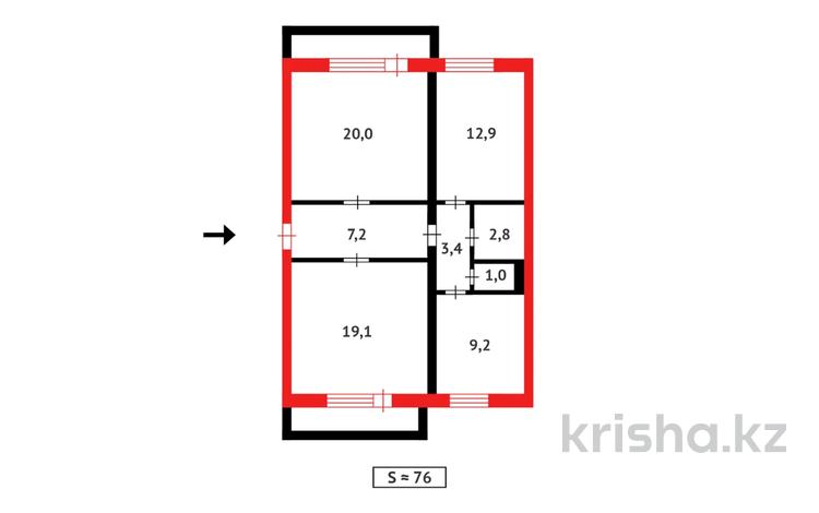 3-комнатная квартира · 75.6 м² · 3/5 этаж, Промышленная за 16.5 млн ₸ в Абае — фото 12