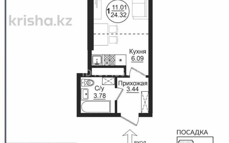 1-бөлмелі пәтер · 24.8 м² · 4/16 қабат, Кайым Мухамедханов 49/1 — Коргалжынское шоссе, бағасы: 13.5 млн ₸ в Астане, Нура р-н — фото 2