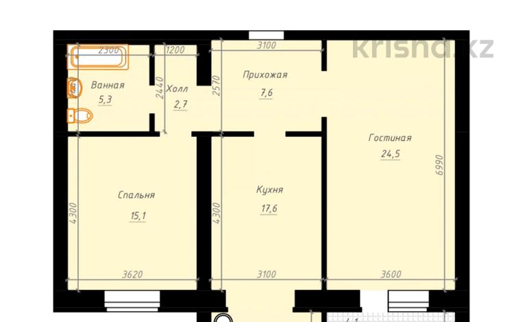 2-комнатная квартира, 74.8 м², 4/5 этаж, мкр. Алтын орда 349 за ~ 21.2 млн 〒 в Актобе, мкр. Алтын орда — фото 2