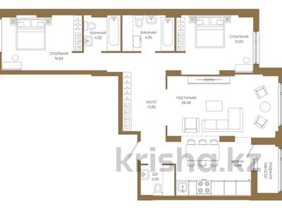 3-бөлмелі пәтер · 96.24 м² · 4/21 қабат, Достык 8/5, бағасы: ~ 70.8 млн ₸ в Астане, Есильский р-н