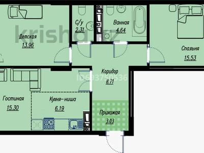 3-комнатная квартира, 70 м², 8/9 этаж, Е 496 8 — Новой мечети за 34.5 млн 〒 в Астане