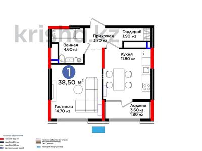 1-бөлмелі пәтер · 38.5 м² · 3/16 қабат, Нұрсәт ш/а, Байтерекова 12, бағасы: 30 млн ₸ в Шымкенте, Каратауский р-н