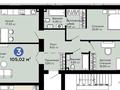 3-бөлмелі пәтер · 105 м² · 7/12 қабат, Е-899 5/1, бағасы: 90 млн ₸ в Астане, Нура р-н