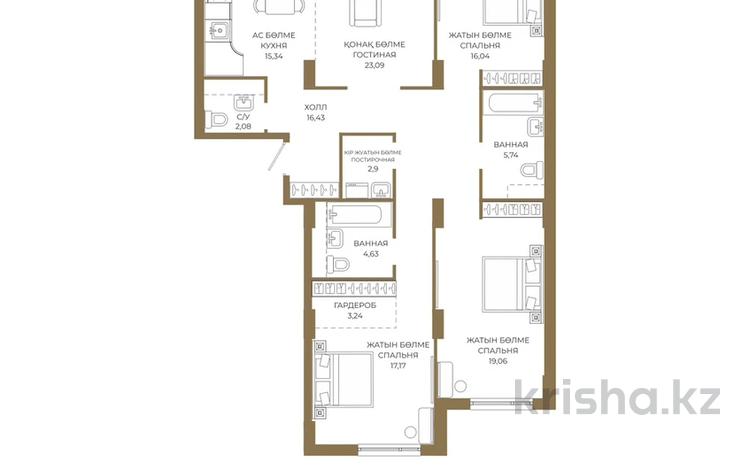 4-бөлмелі пәтер · 127.39 м² · 5/12 қабат, Достык 8/2 — БЕЗ КОМИССИИ, бағасы: ~ 92 млн ₸ в Астане, Есильский р-н — фото 2