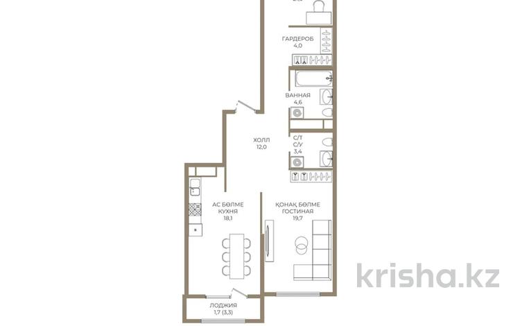 2-бөлмелі пәтер · 84.5 м² · 7/9 қабат, Каныша Сатпаева 90а/1, бағасы: ~ 64.2 млн ₸ в Алматы, Бостандыкский р-н — фото 2