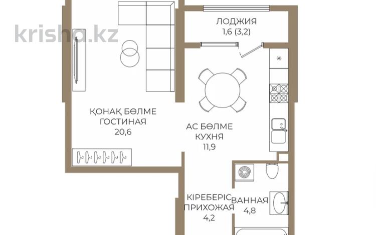 1-бөлмелі пәтер · 43.3 м² · 3/9 қабат, Каныша Сатпаева — БЕЗ КОМИССИИ, бағасы: ~ 35.8 млн ₸ в Алматы — фото 2