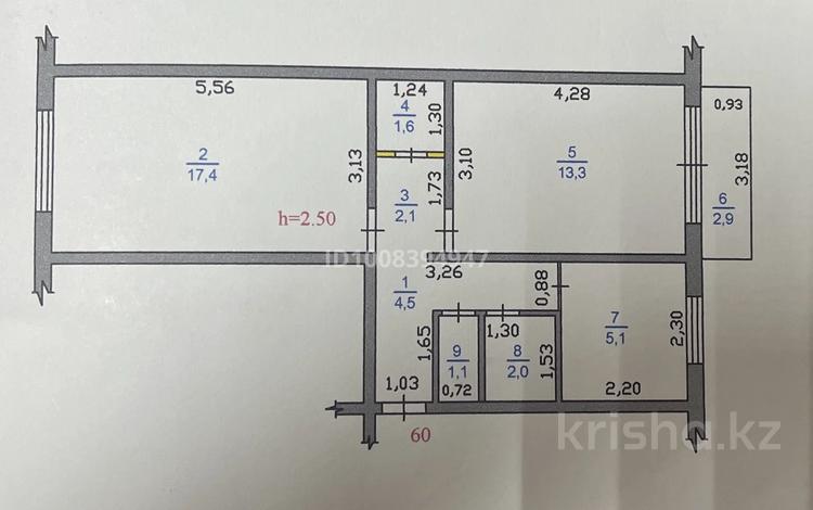 2-комнатная квартира · 60 м² · 5/5 этаж, Военный городок 158 за 13 млн ₸ в Ушарале — фото 2