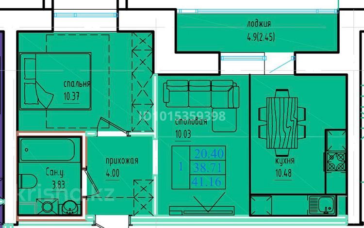 1-бөлмелі пәтер · 42 м² · 3/5 қабат, Байтурсынова 98/2, бағасы: 17 млн ₸ в Кокшетау — фото 2