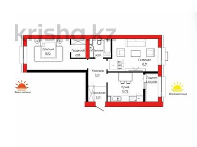 2-бөлмелі пәтер · 60 м² · 9/9 қабат, Чингиз Айтматов 21 — Молдагалиева, бағасы: 27.5 млн ₸ в Астане, Нура р-н