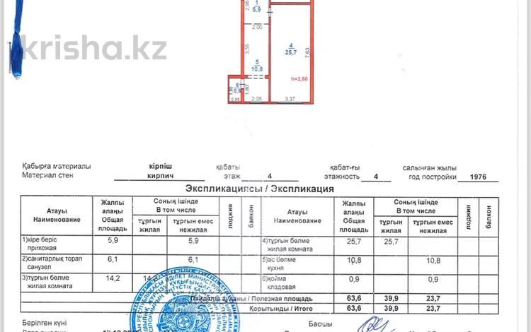 2-бөлмелі пәтер · 63.6 м² · 4/4 қабат, Володарского 25 — 17 школа, отделение КТЖ, Юбилейка, бағасы: 18 млн ₸ в Шымкенте, Аль-Фарабийский р-н — фото 2