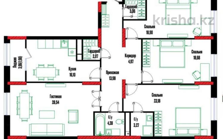 4-комнатная квартира · 140 м² · 7/17 этаж, Бухар жырау 12/2, 12/3 за 87 млн ₸ в Астане, Есильский р-н — фото 3