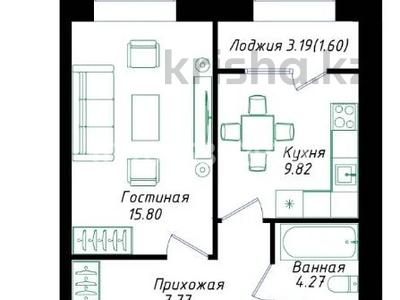 1-бөлмелі пәтер · 39.26 м² · 1/12 қабат, Мухамедханова 43 — Айтматова, бағасы: 22 млн ₸ в Астане, Нура р-н