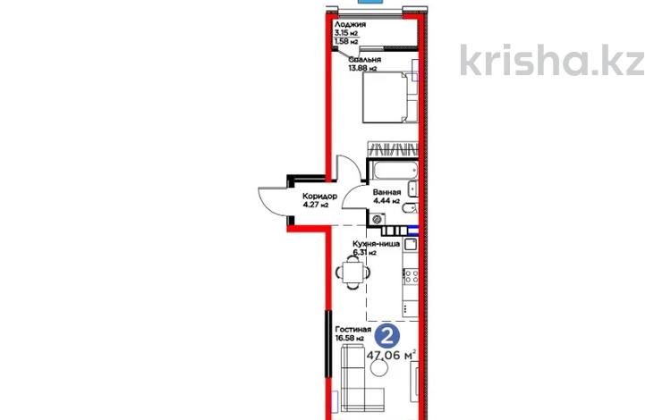 2-бөлмелі пәтер · 47 м² · 6/9 қабат, Ботагөз 2/1, бағасы: ~ 32.7 млн ₸ в Алматы, Алатауский р-н — фото 4