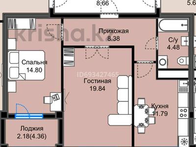 2-комнатная квартира, 62.5 м², 6/8 этаж, Байтурсынова — А-62 за 18.2 млн 〒 в Астане, Алматы р-н