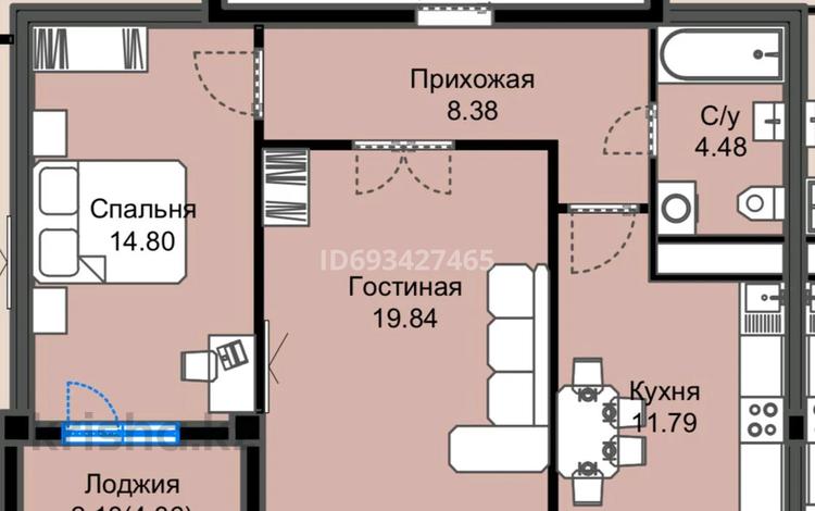 2-комнатная квартира, 62.5 м², 6/8 этаж, Байтурсынова — А-62 за 18.2 млн 〒 в Астане, Алматы р-н — фото 2