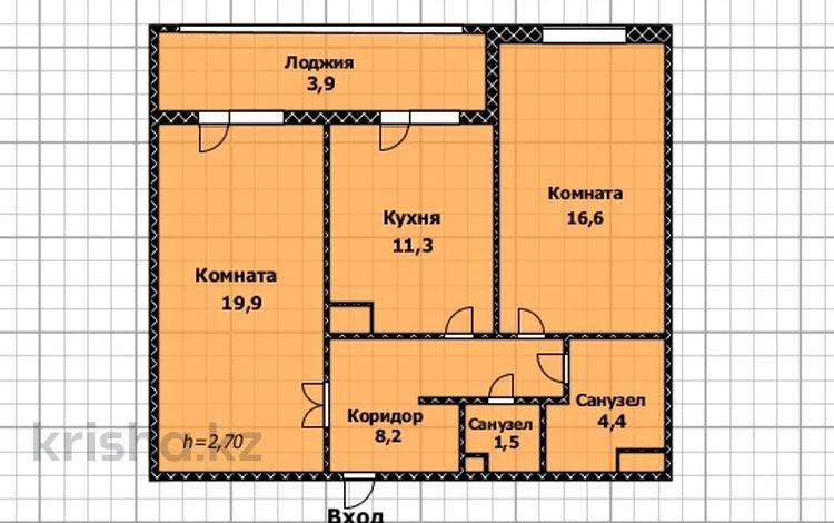 2-комнатная квартира, 66 м², 5/14 этаж, Кабанбай батыра 46 за 33 млн 〒 в Астане, Есильский р-н — фото 2