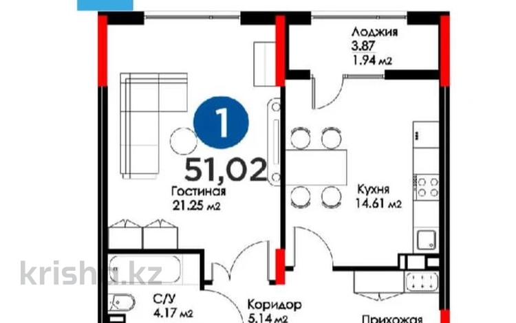 1-комнатная квартира, 51 м², 9/12 этаж, Розыбакиева 320 за 55 млн 〒 в Алматы, Бостандыкский р-н — фото 2