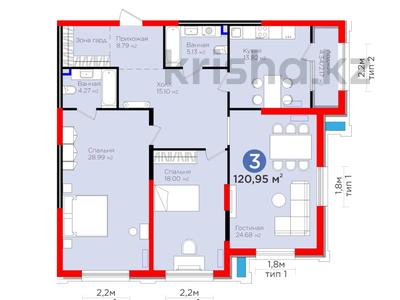 3-комнатная квартира, 120.88 м², 2/12 этаж, Радостовца 12 за ~ 152.3 млн 〒 в Алматы, Бостандыкский р-н