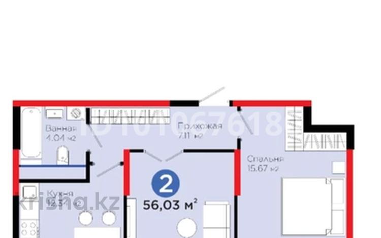 2-комнатная квартира · 56 м² · 3/12 этаж, мкр Акжайык, Байдибек би 113/3 за 33 млн ₸ в Шымкенте, Абайский р-н — фото 2
