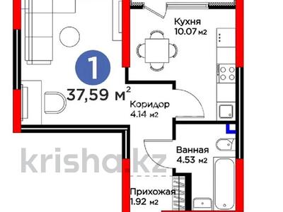 1-бөлмелі пәтер · 37.59 м² · 1 қабат, Ақжар ш/а., Белжайлау 47а, бағасы: 32 млн ₸ в Алматы, Наурызбайский р-н