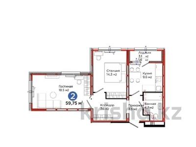 2-бөлмелі пәтер · 60 м² · 7/12 қабат, Е 103 5а, бағасы: 38 млн ₸ в Астане, Нура р-н