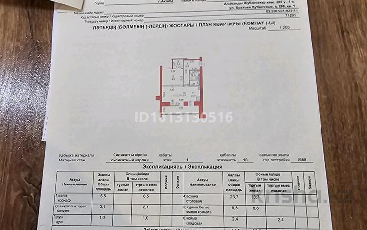 2-комнатная квартира · 44.5 м² · 1/10 этаж, мкр 8, Братьев Жубановых 285 — Рынок Алтай, подъезд выходит на дом " Коттедж строй" за 22 млн ₸ в Актобе — фото 2
