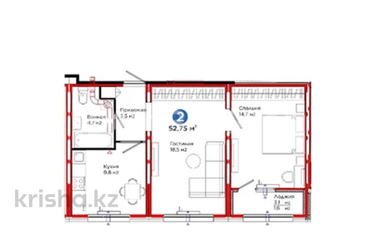 2-бөлмелі пәтер · 53 м² · 1/9 қабат, Е 103 5а, бағасы: 32 млн ₸ в Астане, Нура р-н — фото 3
