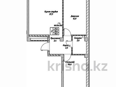 2-комнатная квартира, 59.5 м², 2/3 этаж, Жангозина 61Б за ~ 17.8 млн 〒 в Каскелене