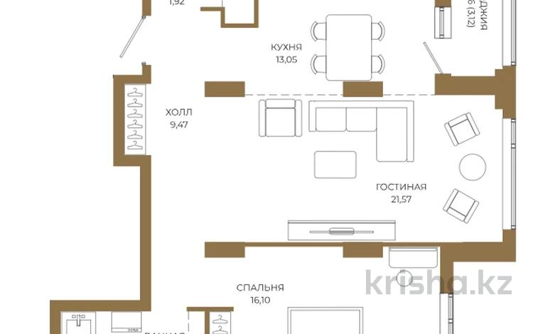 2-комнатная квартира · 68.82 м² · 2/21 этаж, Достык 8/2 за ~ 44.5 млн ₸ в Астане, Есильский р-н — фото 2