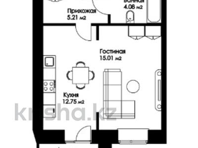 1-комнатная квартира, 39.05 м², 10/12 этаж, Айтматова за ~ 11.6 млн 〒 в Астане, Нура р-н