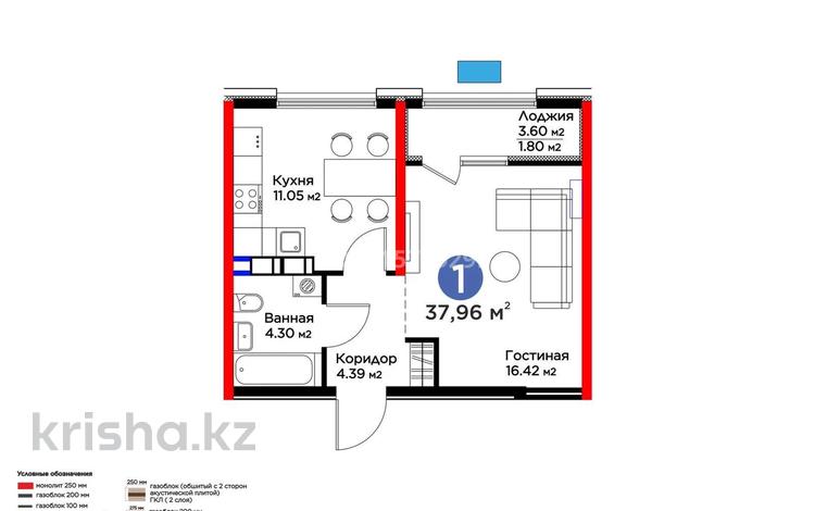 1-бөлмелі пәтер · 38 м² · 5/7 қабат, Ботагөз 2/1 — Момышулы-Рыскулова, бағасы: 28 млн ₸ в Алматы, Алатауский р-н — фото 2