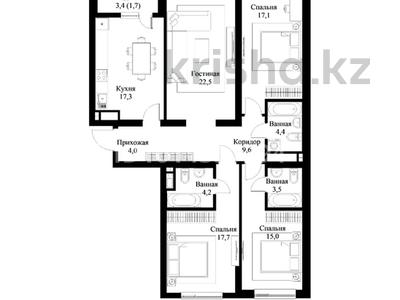 4-бөлмелі пәтер · 117 м² · 9/9 қабат, Ауэзова 3г/2, бағасы: 100 млн ₸ в Алматы, Алмалинский р-н
