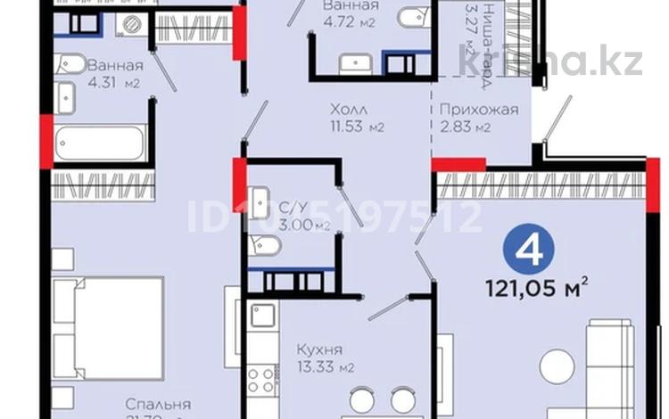 4-бөлмелі пәтер · 121 м² · 3/9 қабат, Е-321, бағасы: 75 млн ₸ в Астане, Есильский р-н — фото 2