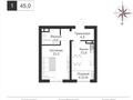 1-бөлмелі пәтер · 45 м² · 3/9 қабат, Байкадамова 18 — Байкадамова Розыбакиева, бағасы: 56 млн ₸ в Алматы, Бостандыкский р-н — фото 2