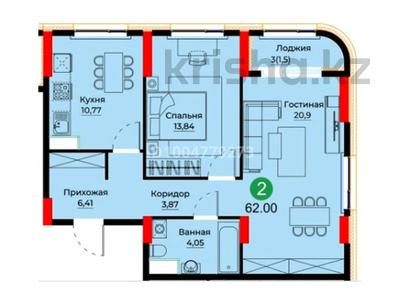 2-комнатная квартира · 62 м² · 12/12 этаж, Сыганак 1 — ЖК Park City за 33 млн 〒 в Астане, Нура р-н