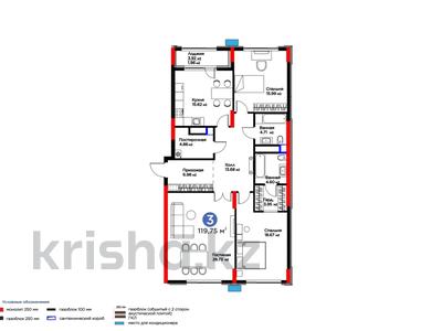 3-комнатная квартира, 119.75 м², 3/16 этаж, Динмухамед Конаев 3 — Есть другие планировки и сроки сдачи за ~ 77.5 млн 〒 в Астане