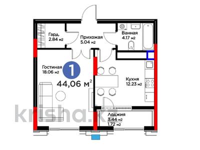 1 комната, 44.06 м², Бигвилля GreenLine. 4YOU, Астана, Нура р-н, ул. Кайым Мухамедханов, 6/1 от 42 351 794 〒