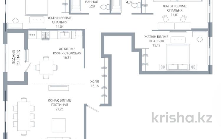 4-комнатная квартира · 114.42 м² · 2/9 этаж, По ул. Ханов Керея и Жанибека, напротив Президентского парка за ~ 89.7 млн ₸ в Астане — фото 3