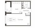 1-комнатная квартира · 44.3 м² · 6/9 этаж, Жумекен Нажимеденов 3/4 за 25 млн ₸ в Астане, Сарайшык р-н