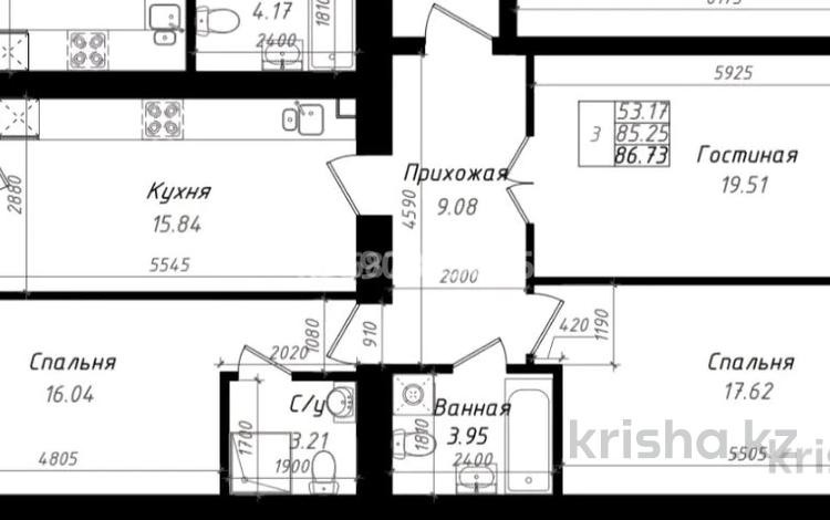 3-комнатная квартира, 85 м², 8/12 этаж, Туран 34Б за 48 млн 〒 в Астане, Есильский р-н — фото 2