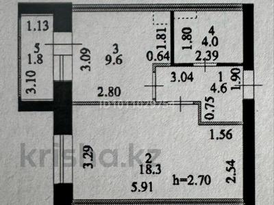 1-комнатная квартира · 38.3 м² · 3/9 этаж, Култегин 2 за 21.5 млн ₸ в Астане, Есильский р-н