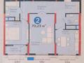 2-комнатная квартира · 70.2 м² · 7/20 этаж, Турар Рыскулова 1/1 за 69 млн ₸ в Астане, Есильский р-н