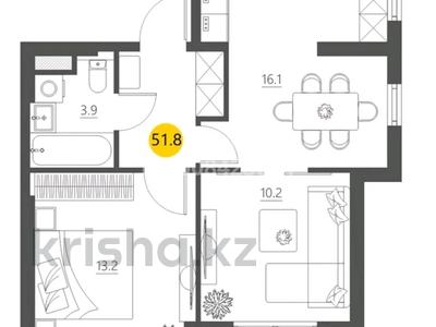 2-бөлмелі пәтер · 51.8 м² · 2/9 қабат, мкр Шымсити, Байдибек Би 241А, бағасы: 27 млн ₸ в Шымкенте, Абайский р-н