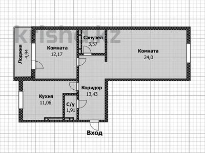 2-комнатная квартира, 69 м², 8/12 этаж, Кумисбекова за 24 млн 〒 в Астане, Сарыарка р-н