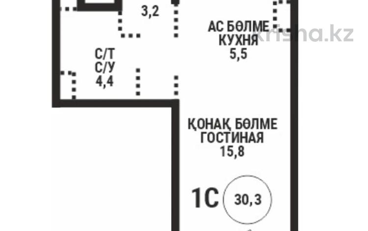 1-бөлмелі пәтер · 30.3 м² · 5/12 қабат, Райымбека — Ауэзова, бағасы: 27.1 млн ₸ в Алматы, Алмалинский р-н — фото 2