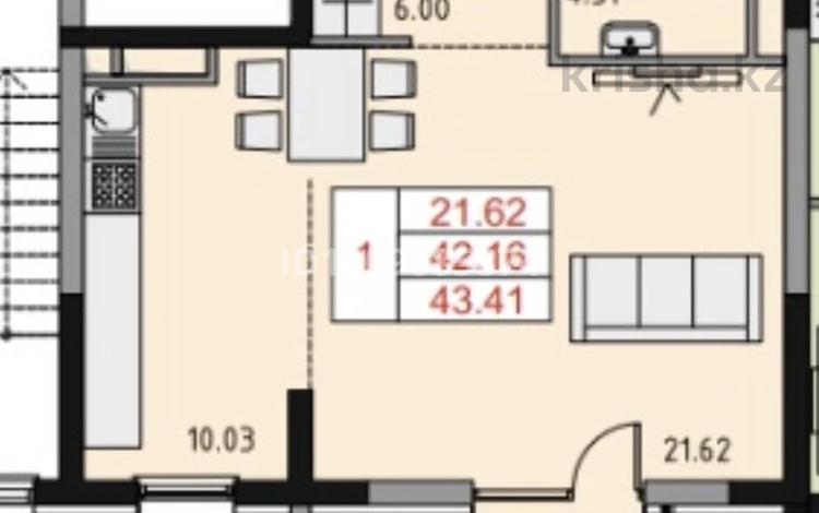 1-комнатная квартира · 43.41 м² · 2/5 этаж, Карасай батыр 12 болк 4 за 23 млн 〒 в  — фото 2