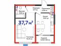 1-бөлмелі пәтер · 37.7 м² · 6/6 қабат, мкр Кайрат — Тараз, бағасы: 35 млн ₸ в Алматы, Турксибский р-н