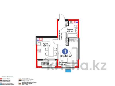 1-бөлмелі пәтер · 33.5 м² · 5/6 қабат, Бауыржана Момышулы 11/14а, бағасы: 32 млн ₸ в Алматы, Алатауский р-н