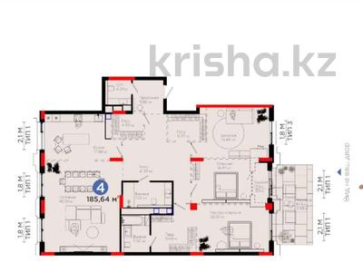 4-бөлмелі пәтер · 186 м² · 2/7 қабат, Тасшокы, 4​ 4, бағасы: 220 млн ₸ в Астане, Алматы р-н