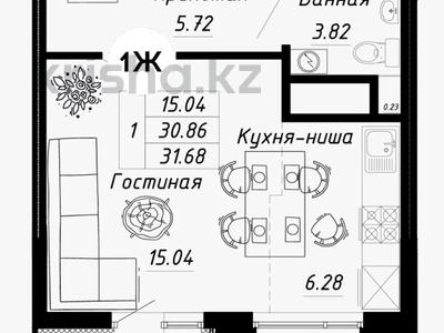 1-комнатная квартира, 31.7 м², 5/6 этаж, Азербаева 25 за ~ 12.7 млн 〒 в Астане